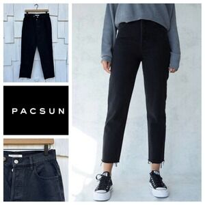 PacSun High Rise Straight‎ Buttonfly Raw Hem Jeans 27